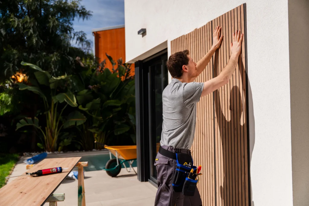 Cómo pegar listones de madera decorativos en la pared