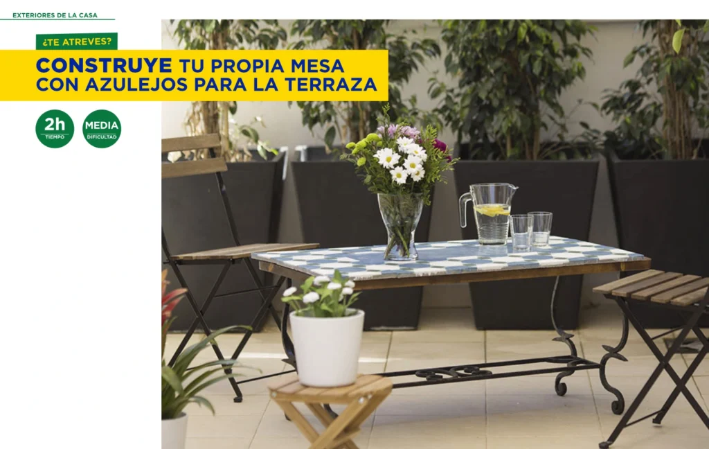 Construye tu propia mesa con azulejos para la terraza